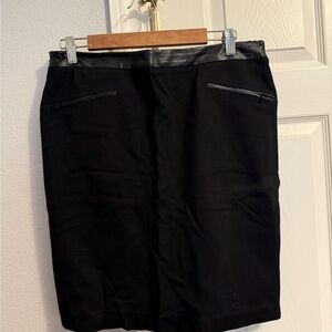 Talbots Black Pencil Skirt with Leather Accents & Real Pockets